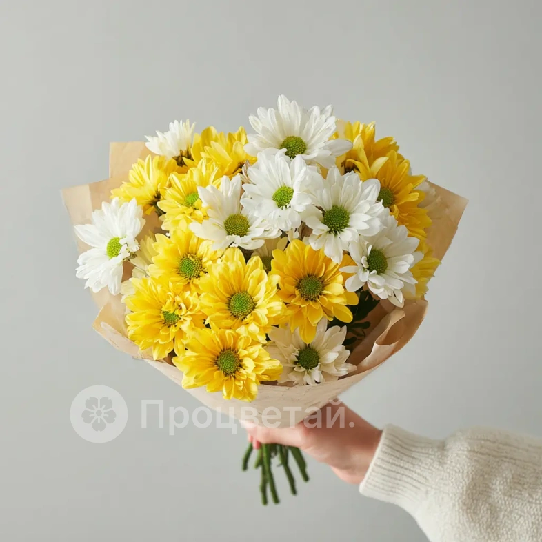 Монобукет из хризантем &laquo;Лучик солнца&raquo;