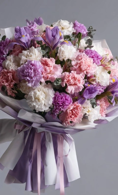 Букет с гвоздиками «Гармония оттенков»