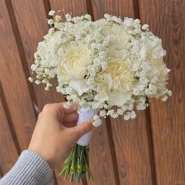 Свадебный букет с диантусами и гипсофилой  0