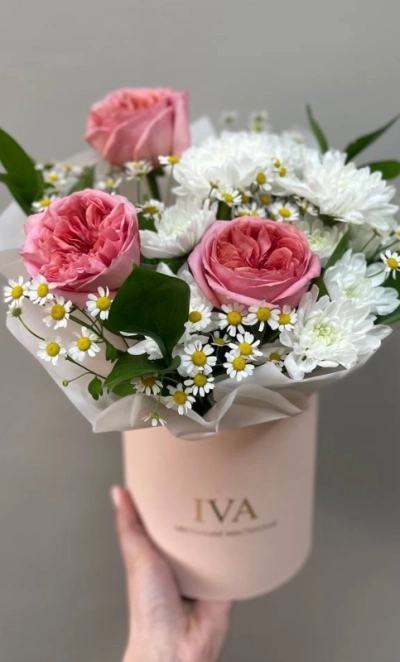 Коробка с пионовидной розой